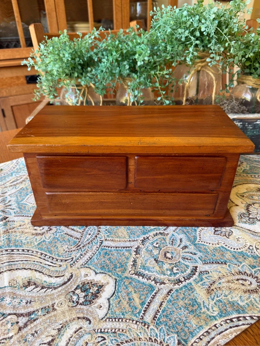 Handcrafted Cedar Jewelry Box 3 Drawer Keepsake Chest Dovetail Vintage Wood